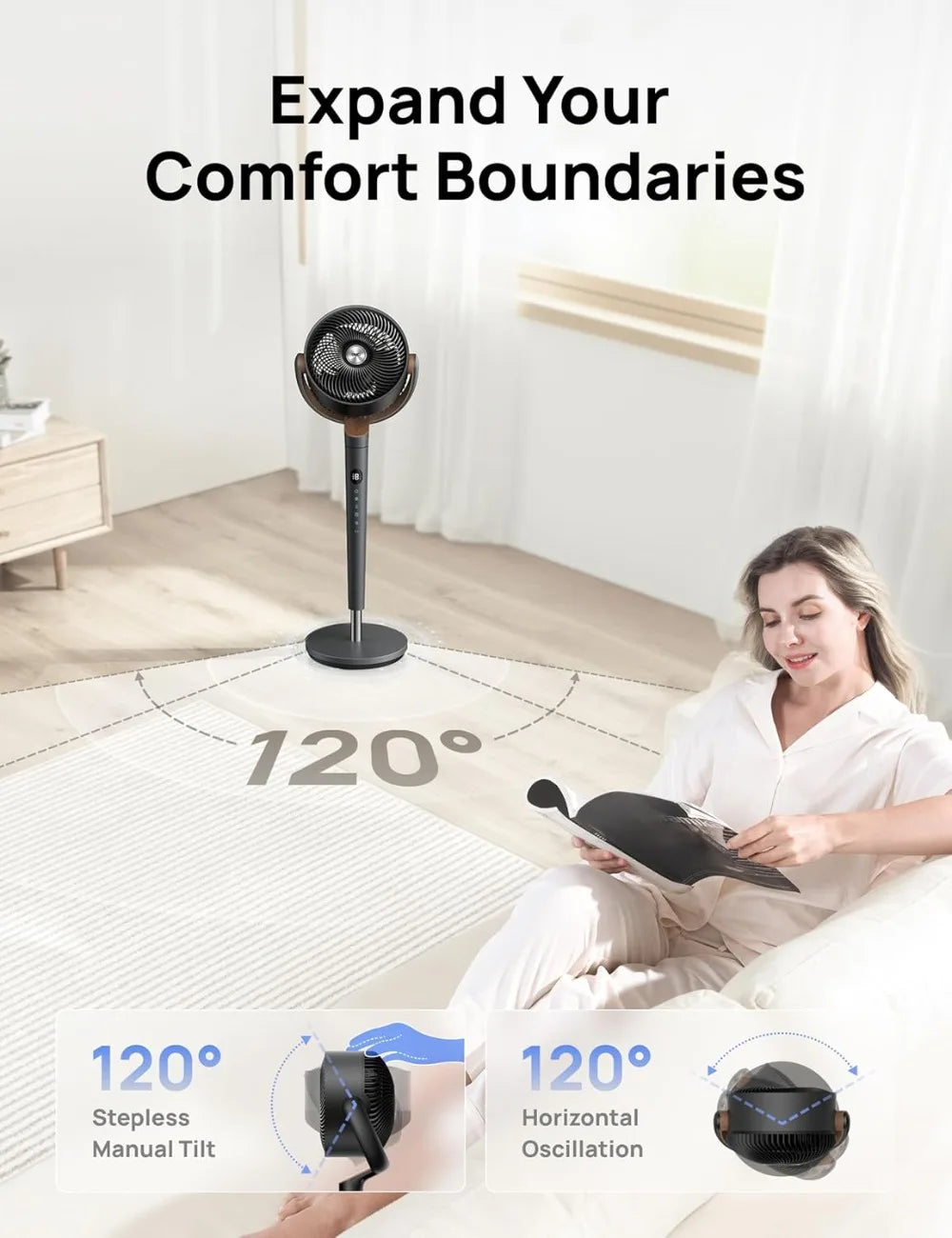 Quiet Oscillating Standing Fan