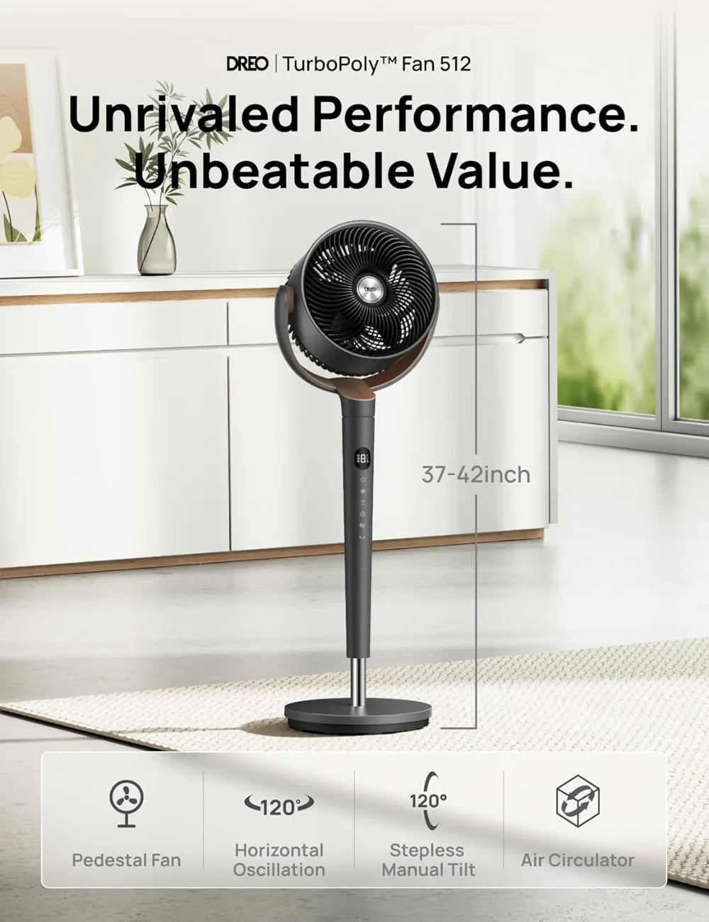 Quiet Oscillating Standing Fan