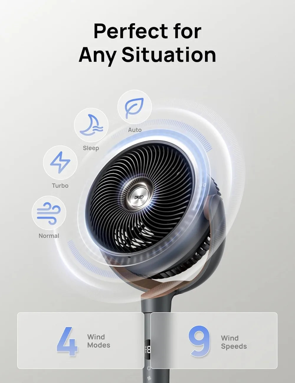 Quiet Oscillating Standing Fan